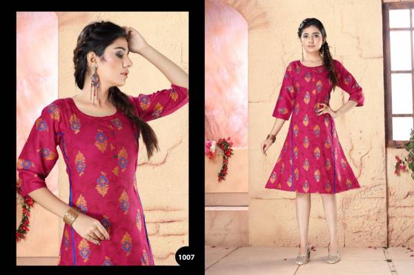 Archer Two Tone Regular Wear Cotton Printed Designer Kurtis Collection